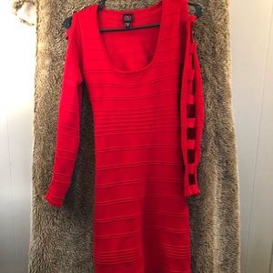 Red mini dress with cutout arms and back